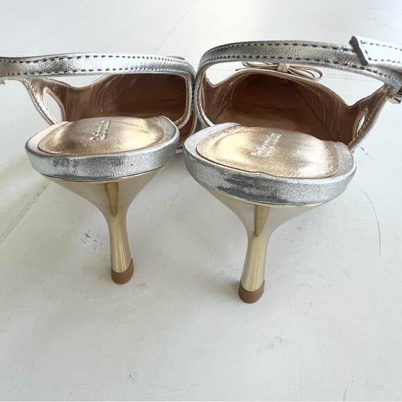 REFORMATION Noreen Slingback Pump Women’s SIZE 9 Gold Silver - Picture 10 of 13